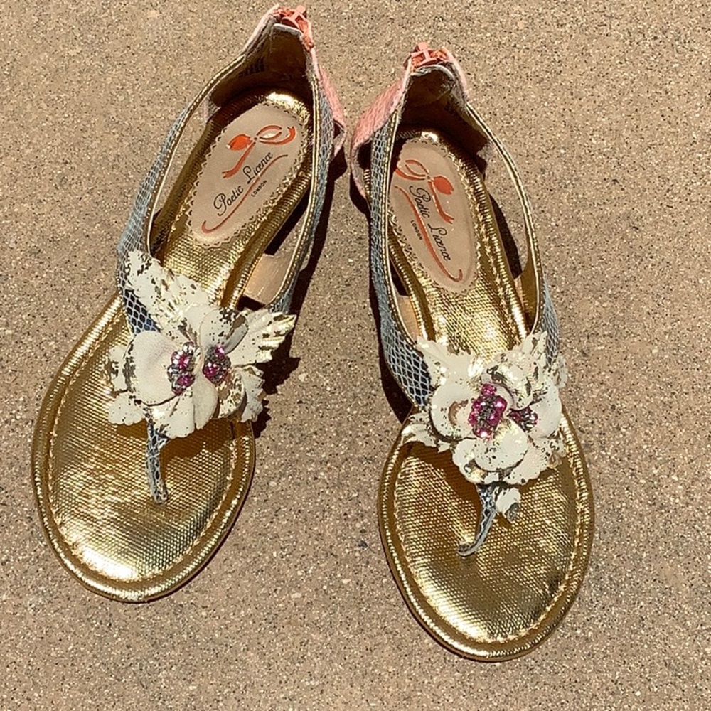 Stunning Poetic License London metallic, embellished sandals 7.5